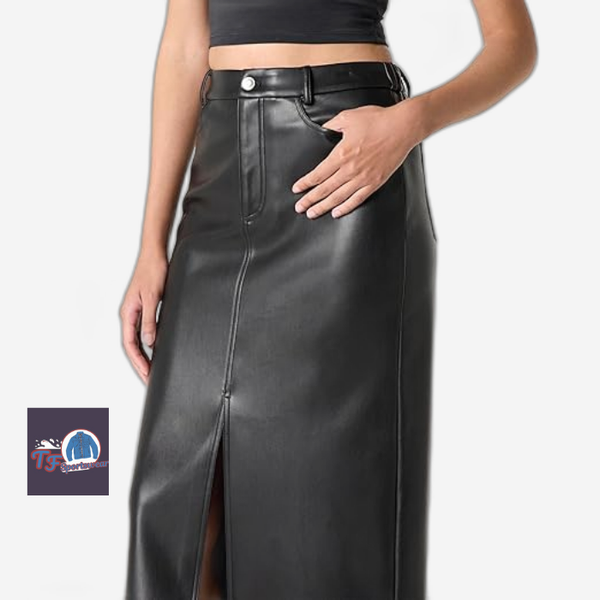 The Drop Women's Larissa Vegan Leather Maxi Skirt