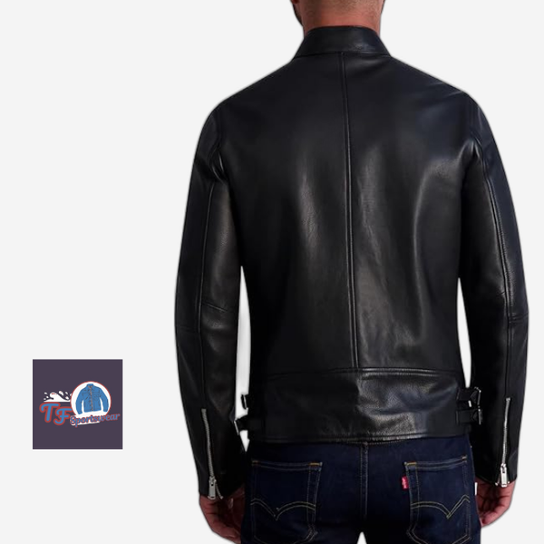 KARL LAGERFELD Men's Leather Racer Jacket