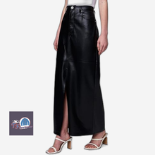 Women’s Luxury Vegan Leather Maxi Skirt with Front Slit