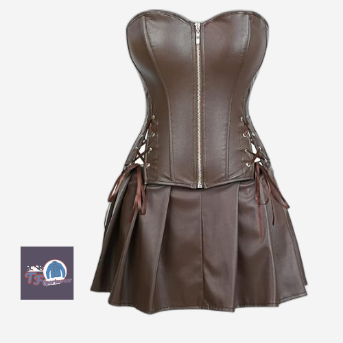 DKCHENH Women’s Punk Rock Faux Leather Steampunk Corset & Skirt Set Costume