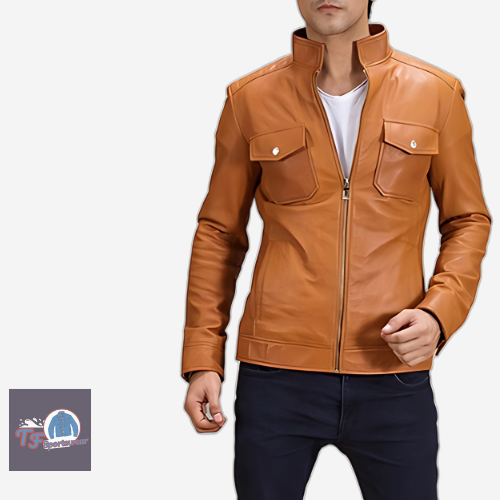 Men’s Tan Waxy Leather Jacket