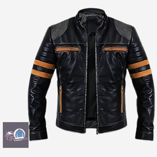 Men’s Leather Jacket in Tan & Black